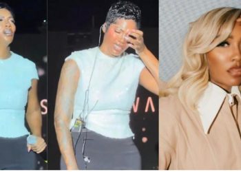 Tiwa Savage breaks down on stage while performing ‘Somebody’s Son’ (Video)
