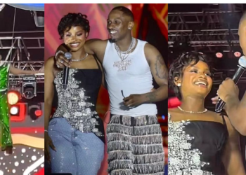 Priscilla Ojo reacts to husband, Juma Jux dramatic entrance at Lagos concert