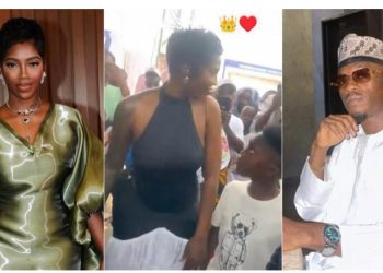 Tiwa Savage blasts man who opined her son was frowning at her for shaking backside in public (Video)
