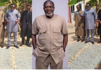 Actor Kanayo Kanayo takes his sons to observe tradition at his parents’ graveside (Video)