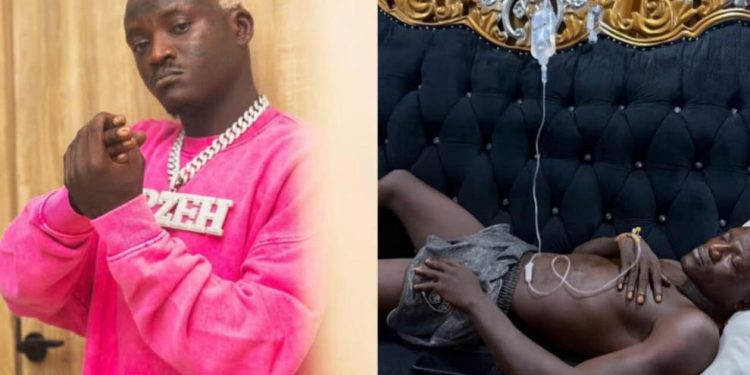 “God bring me back to life” – Portable cries out as he shares photo of himself on drip (Photo)