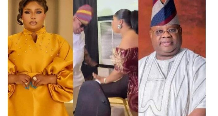 Adorable video of Governor Adeleke and actress, Laide Bakare on the dance floor