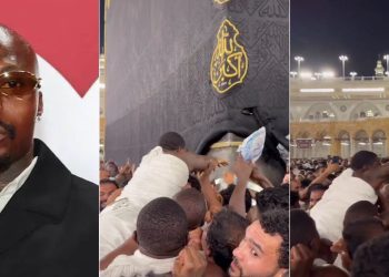 Asake struggles to reach Black Stone at Kaaba during visit to Makkah