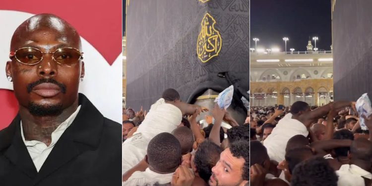 Asake struggles to reach Black Stone at Kaaba during visit to Makkah