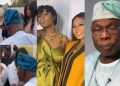 Moment Omotola Ekeinde introduces her first daughter to former president, Olusegun Obasanjo at her movie premiere (Video)