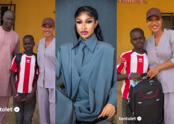 Actress Tonto Dikeh fulfils promise to student as she financially supports his education with N1M