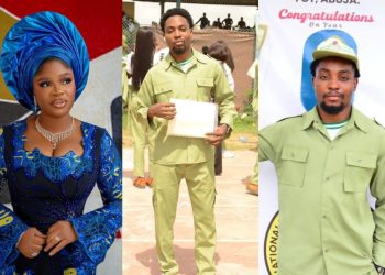 Carbon copy! Actress Eniola Ajao celebrates son as he finishes his NYSC [Photo]
