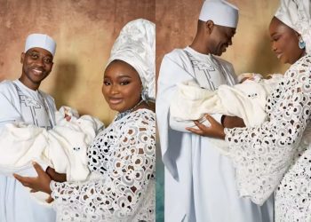 Actor Lateef Adedimeji and Mo Bimpe reveal names of their triplets