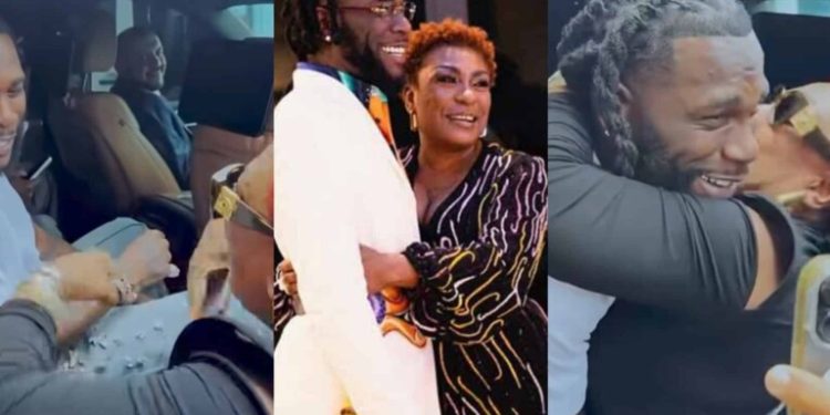Heartwarming Moment Burna Boy’s Mother Celebrates Him After World Cup Opening Ceremony Performance (Video)