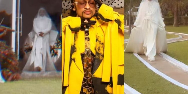 Veteran MC Denrele Edun shades haters as he finally says ‘Yes’ in a scary wedding gown [Photo]
