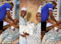 Actress Mo Bimpe shed tears as husband, Lateef Adedimeji gives their triplets first haircut (Video)