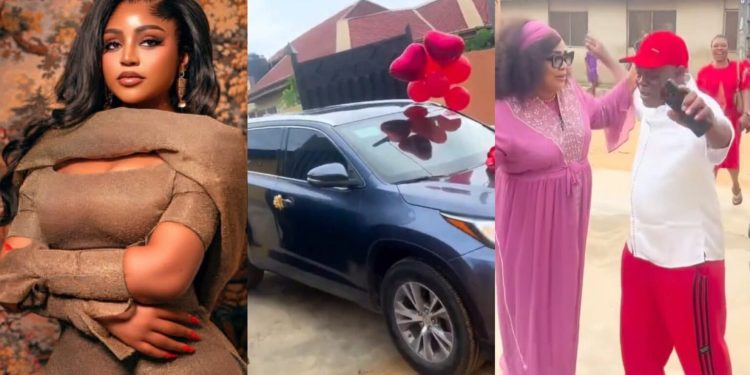 Actress Regina Daniels Surprises Father with Brand-New SUV on His Birthday [Watch Video]